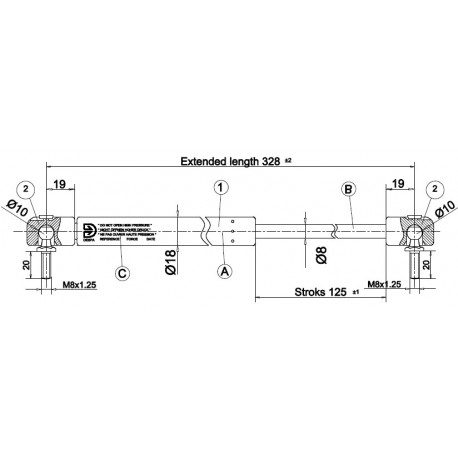 shock absorber CKT 08 - 280N for model CKT Work Ford till 2012