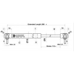 shock absorber CKT 09 - 280N for model CKT Work Mitsubishi