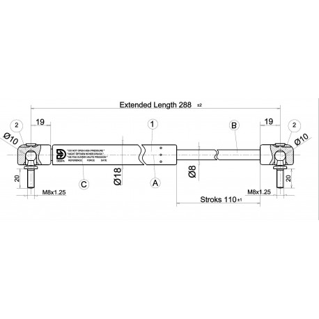 shock absorber CKT 09 - 280N for model CKT Work Mitsubishi